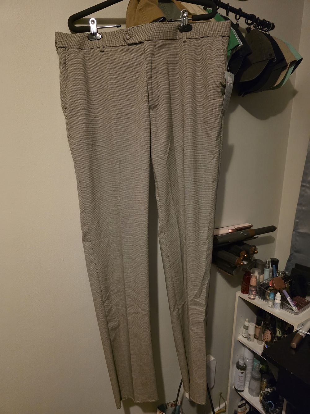 Men's Classic Dress Pants in Light Beige - Unhemmed Versatile Office Trousers